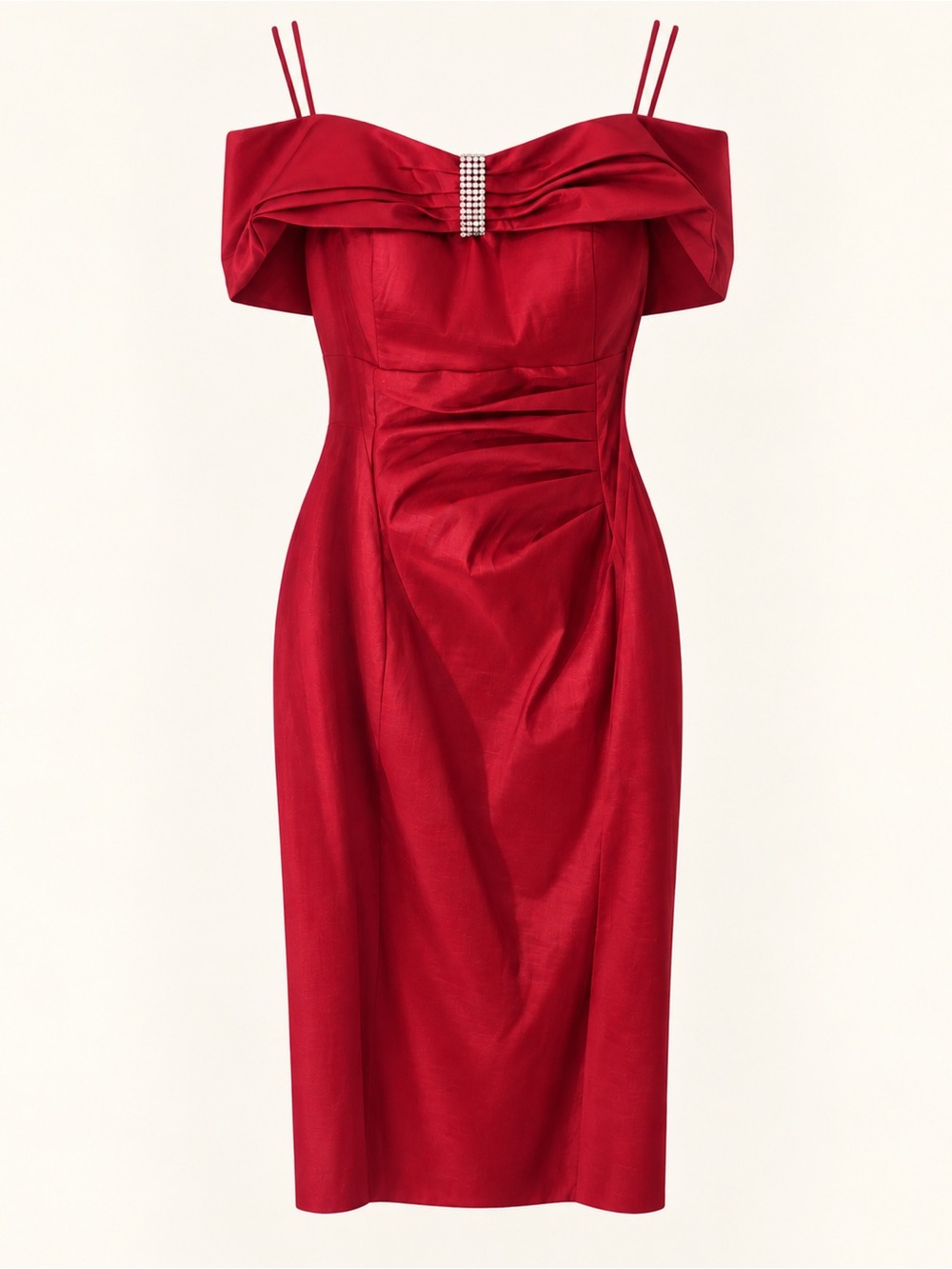 Alex Evenings Red Off Shoulder Rhinestone Cocktail Dress NWT 10P Petite